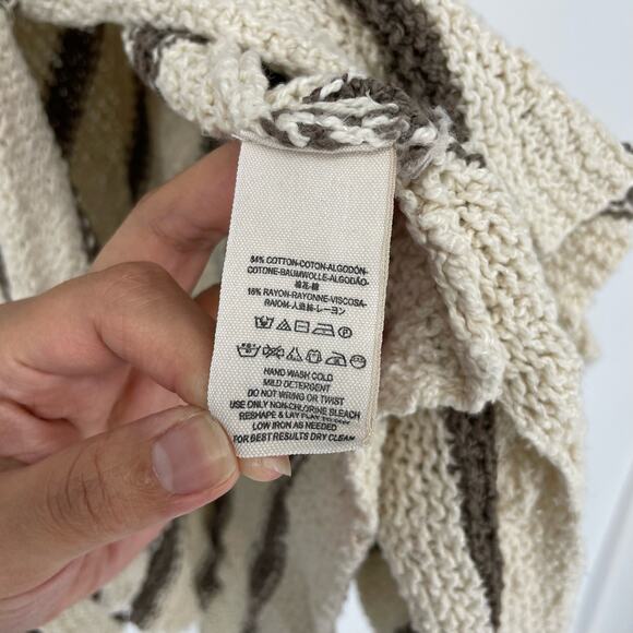 Free People Stripe Open Knit Brown Cardigan Size Medium - Picture 7 of 7